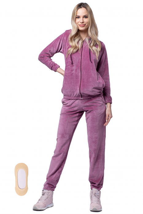 Trening dama roz, doua piese, din catifea de bumbac [5]