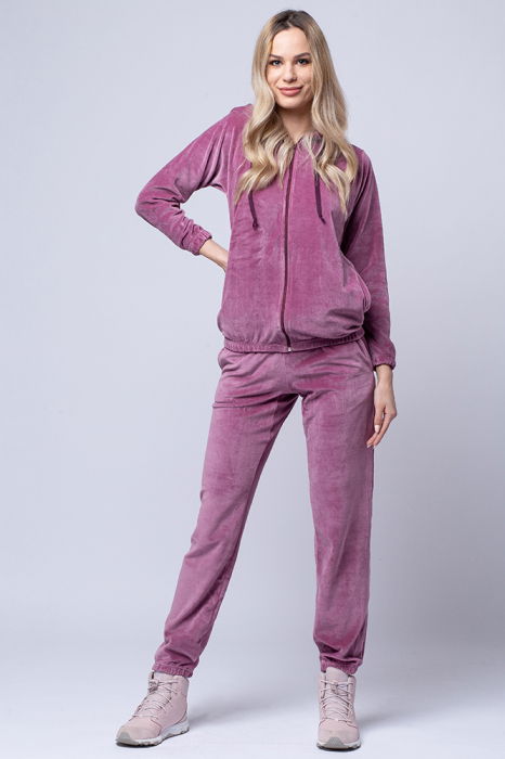 Trening dama roz, doua piese, din catifea de bumbac [1]