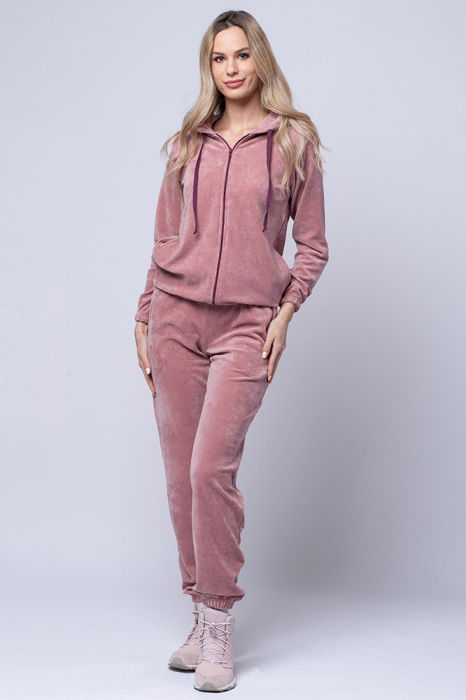 Trening dama roz prafuit, doua piese, din catifea de bumbac [1]