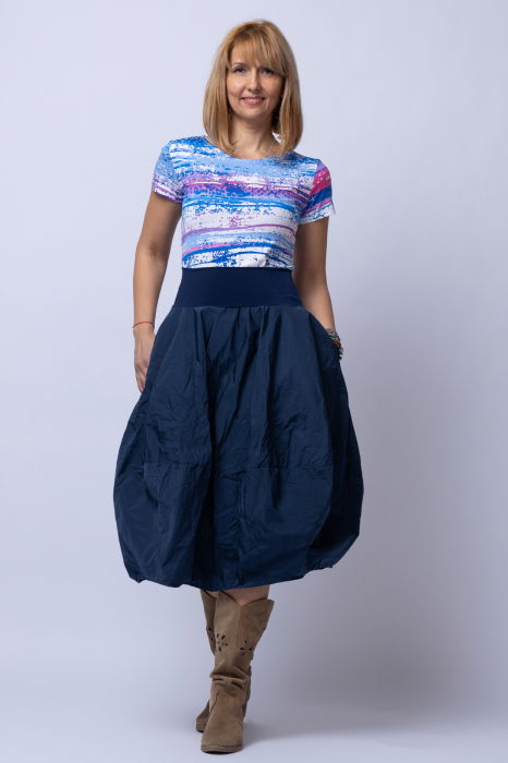 Tricou alb-albastru din vascoza [4]