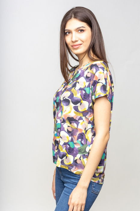 Tricou din vascoza cu imprimeu pictural [2]