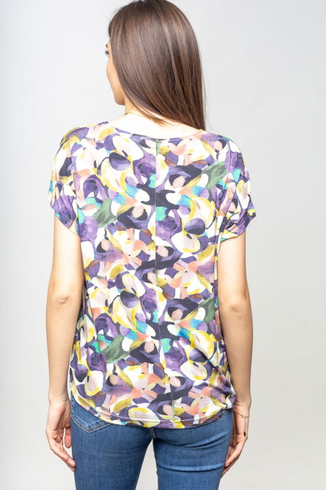 Tricou din vascoza cu imprimeu pictural [3]