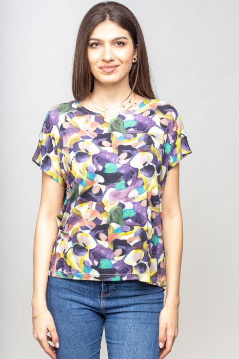 Tricou din vascoza cu imprimeu pictural [1]