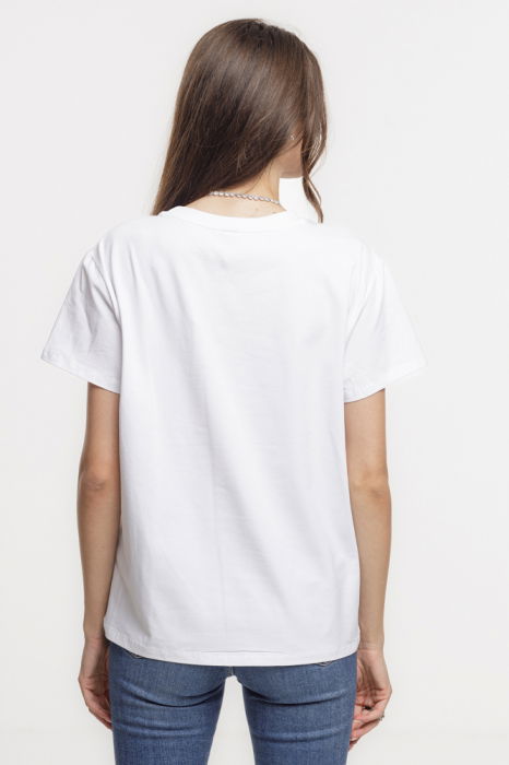 Tricou alb din bumbac cu imprimeu Lama- No problamaaa – tricoul zen [5]