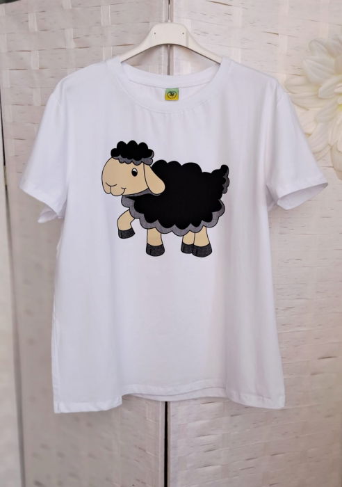 Tricou alb din bumbac cu imprimeu Oaia neagră – tricoul celor diferiți [2]
