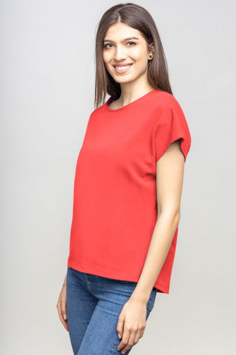 Tricou cu maneca cazuta din bumbac corai [2]