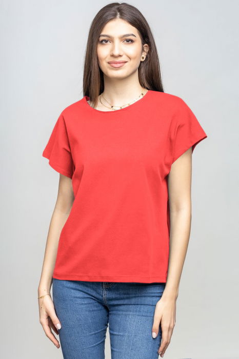 Tricou cu maneca cazuta din bumbac corai [1]