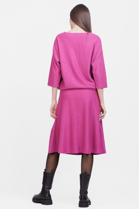 Bluza din jerseu embosat de vascoza cu snur la baza, magenta [7]