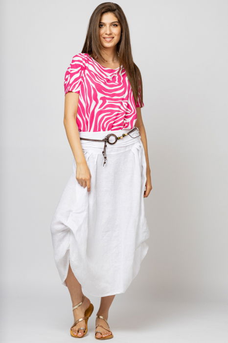 Tricou din vascoza cu imprimeu alb - roz [3]