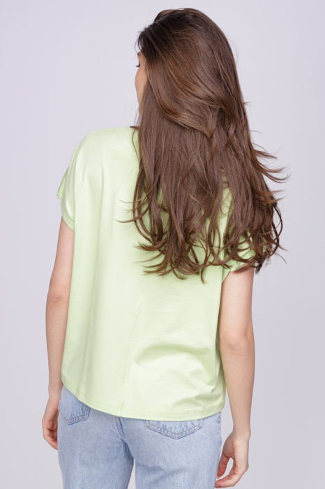 Tricou din vascoza cu imprimeu fluture, verde fistic [3]