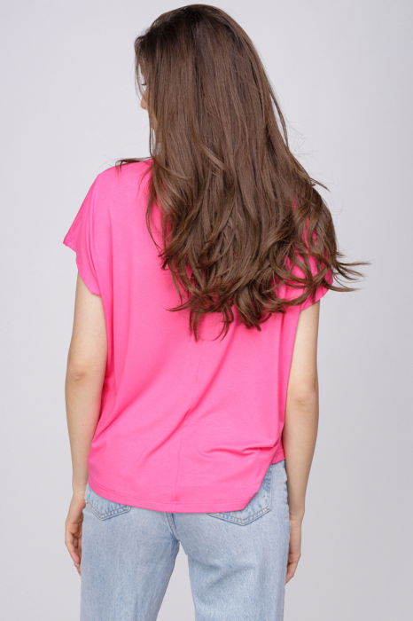 Tricou din vascoza cu imprimeu fluture, fucsia [3]