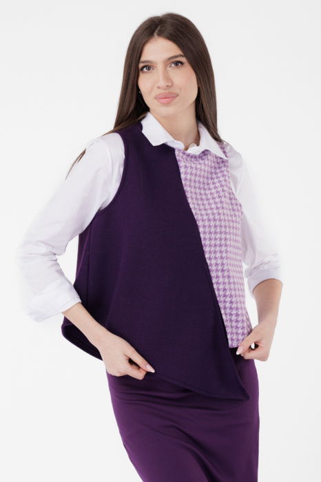 Vesta asimetrica in colturi, cu fermoar pe spate, mov [1]