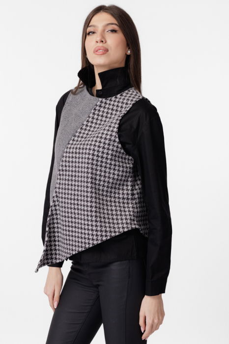 Vesta asimetrica in colturi, cu fermoar pe spate, gri [2]