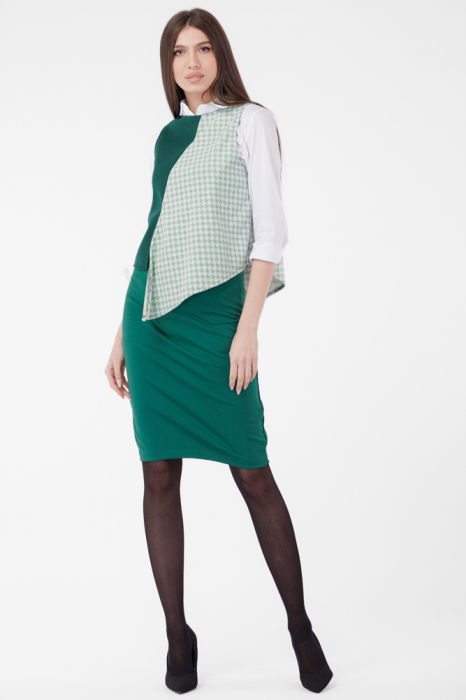 Vesta asimetrica in colturi, cu fermoar pe spate, verde [4]