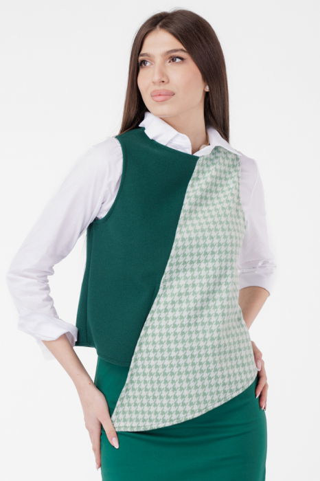 Vesta asimetrica in colturi, cu fermoar pe spate, verde [1]