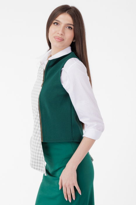 Vesta asimetrica in colturi, cu fermoar pe fata, verde [2]