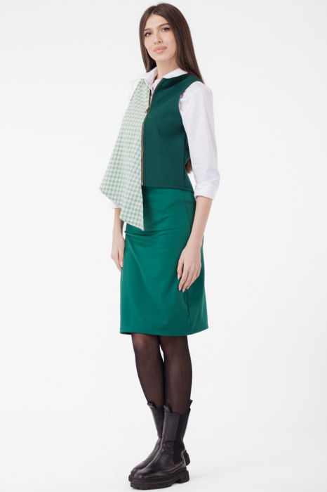 Vesta asimetrica in colturi, cu fermoar pe fata, verde [4]