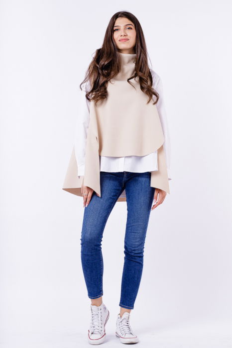 Vesta asimetrica trendy, din jerseu punto milano, ivoire [1]