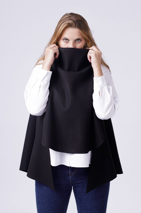 Vesta asimetrica trendy, din jerseu punto milano neagra [2]