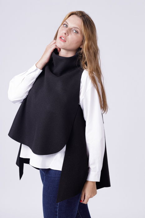 Vesta asimetrica trendy, din jerseu punto milano neagra [4]