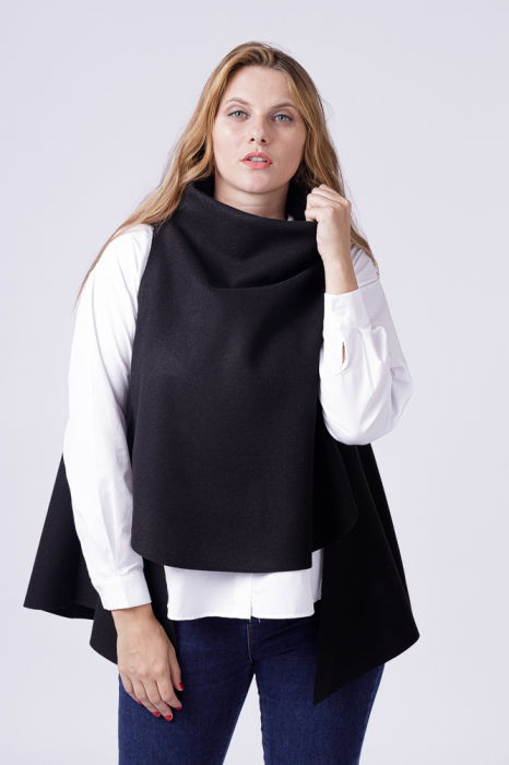 Vesta asimetrica trendy, din jerseu punto milano neagra [3]