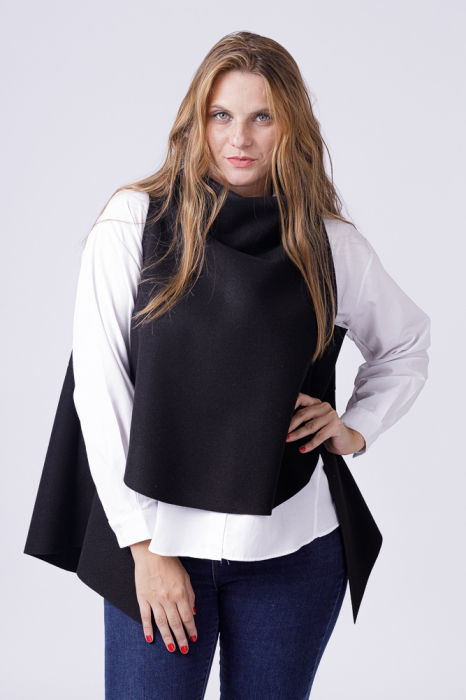 Vesta asimetrica trendy, din jerseu punto milano neagra [6]