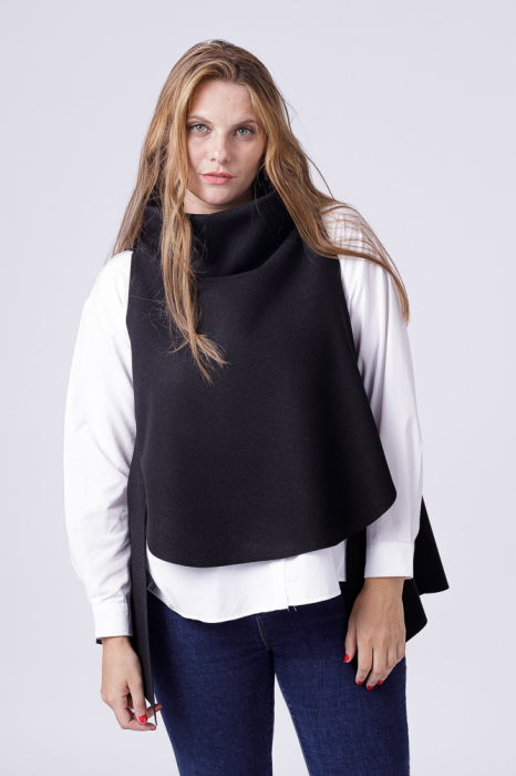 Vesta asimetrica trendy, din jerseu punto milano neagra [5]