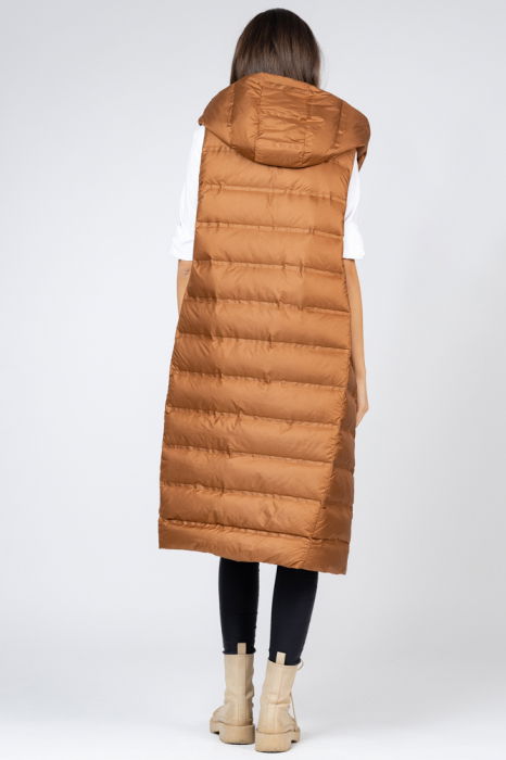 Vesta lunga cu umplutura din puf de gasca, camel [4]