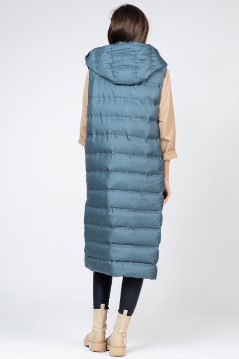Vesta lunga cu umplutura din puf de gasca, turcoaz [4]