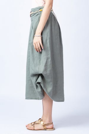 Fusta lunga kaki cu poale prinse, din in, cu o curea fancy [2]