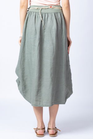 Fusta lunga kaki cu poale prinse, din in, cu o curea fancy [3]
