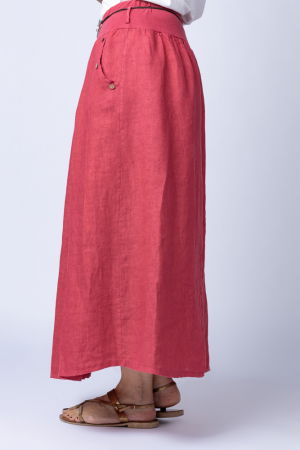 Fusta lunga casual, roz inchis, din in, cu o curea fancy [2]