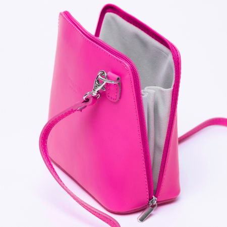 Geanta crossbody, roz fucsia din piele naturala [2]