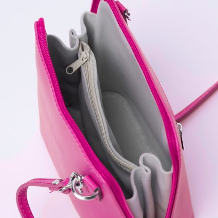 Geanta crossbody, roz fucsia din piele naturala [3]