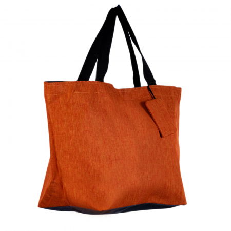 Geanta shopper multifunctionala medie din material textil panzat, portocalie [0]