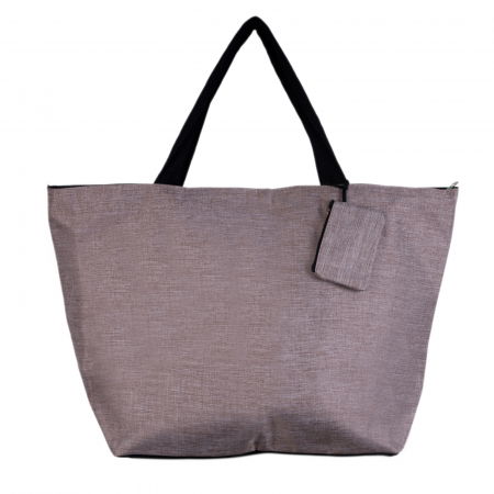 Genți - Geanta de weekend bej inchis din material textil panzat