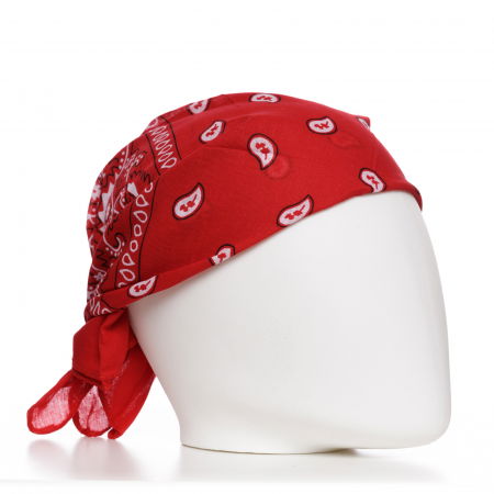 Accesorii Păr - Bandana tip batic patrat cu imprimeu alb pe fond rosu