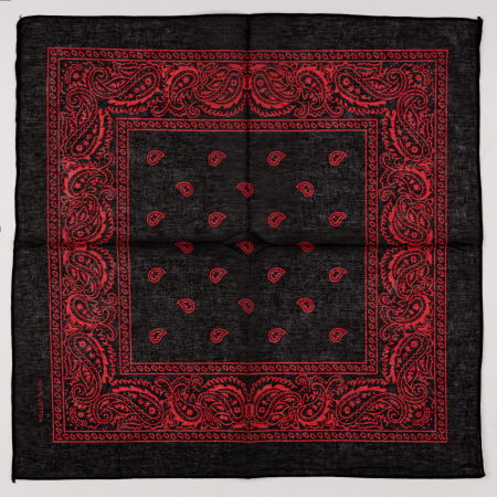 Accesorii Păr - Bandana tip batic patrat cu imprimeu rosu pe negru