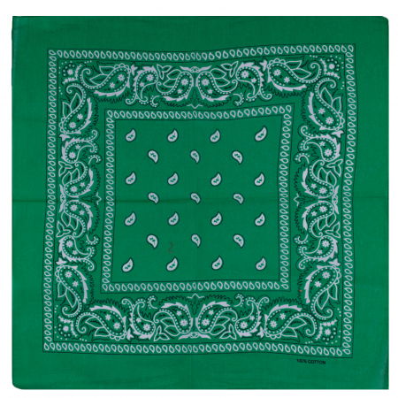 Bandana tip batic patrat cu imprimeu alb pe verde [1]