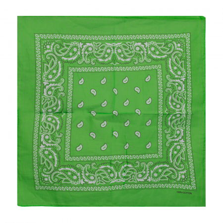 Bandana tip batic patrat cu imprimeu alb pe fond verde praz [1]