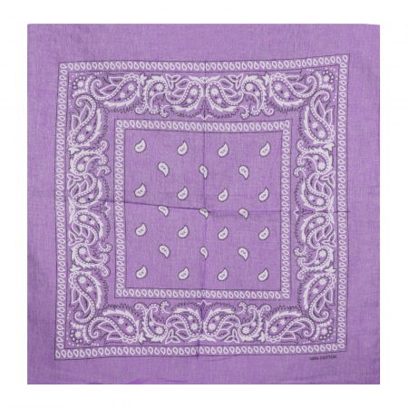 Bandana tip batic patrat cu imprimeu alb pe fond lila [1]