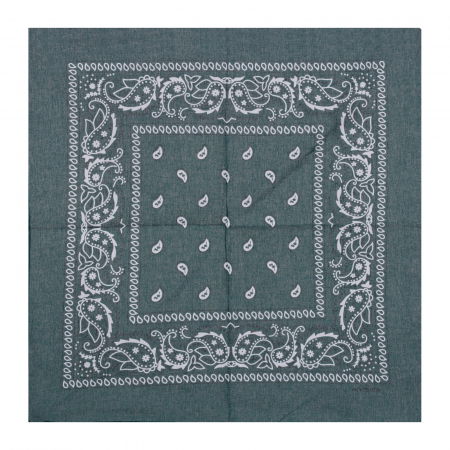 Bandana tip batic patrat cu imprimeu alb pe fond verde inchis [1]