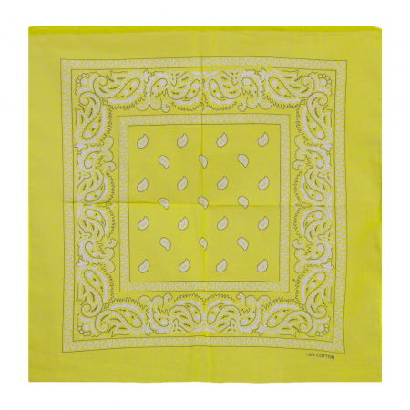 Bandana tip batic patrat cu imprimeu alb pe fond galben [1]