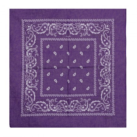 Bandana tip batic patrat cu imprimeu alb pe fond mov inchis [1]