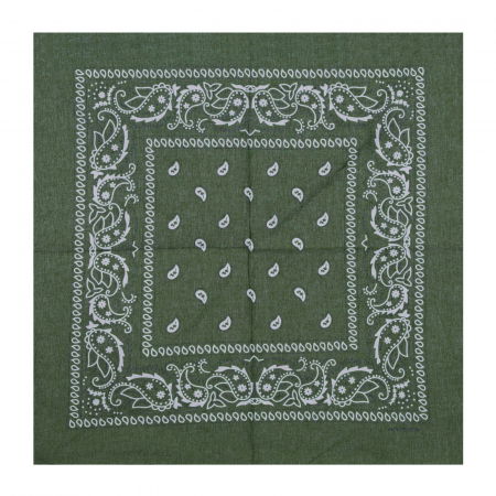 Bandana tip batic patrat cu imprimeu alb pe fond kaki [1]