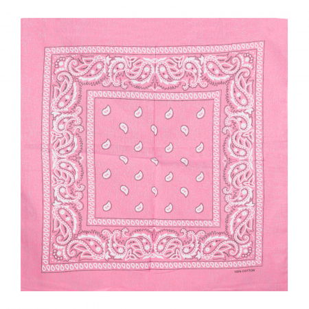 Bandana tip batic patrat cu imprimeu alb pe fond roz [1]