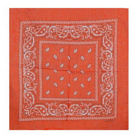 Bandana tip batic patrat cu imprimeu alb pe fond corai [1]