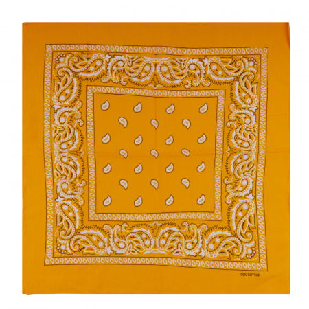 Bandana tip batic patrat cu imprimeu alb pe portocaliu [1]