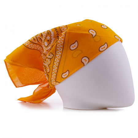 Accesorii Păr - Bandana tip batic patrat cu imprimeu alb pe portocaliu