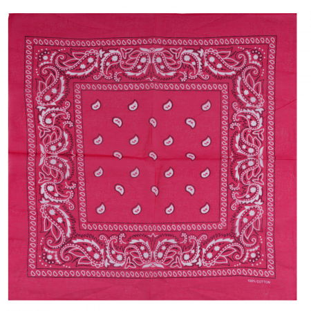Bandana tip batic patrat cu imprimeu alb pe fucsia [1]